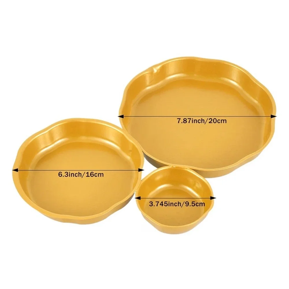 9 Piece Gold Scalloped Serving Bowl Set Metallic Nesting Trays Home Decor
